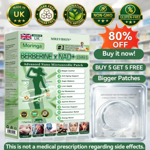 𝐌𝐑𝐄𝐕𝐁𝑺𝑰𝑵® Moringa Berberine × NAD+ 10-in-1 Advanced Nano Microneedle Patch