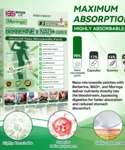 𝐌𝐑𝐄𝐕𝐁𝑺𝑰𝑵® Moringa Berberine × NAD+ 10-in-1 Advanced Nano Microneedle Patch
